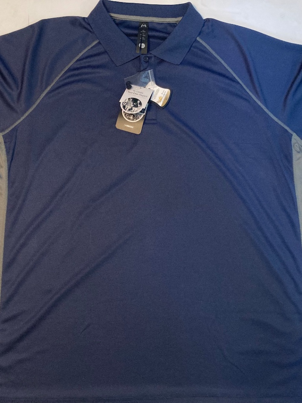 Moheen Men's Cool Dri Polo Sz 2XL Navy Blue/Gray Side Performance Golf -NWOT